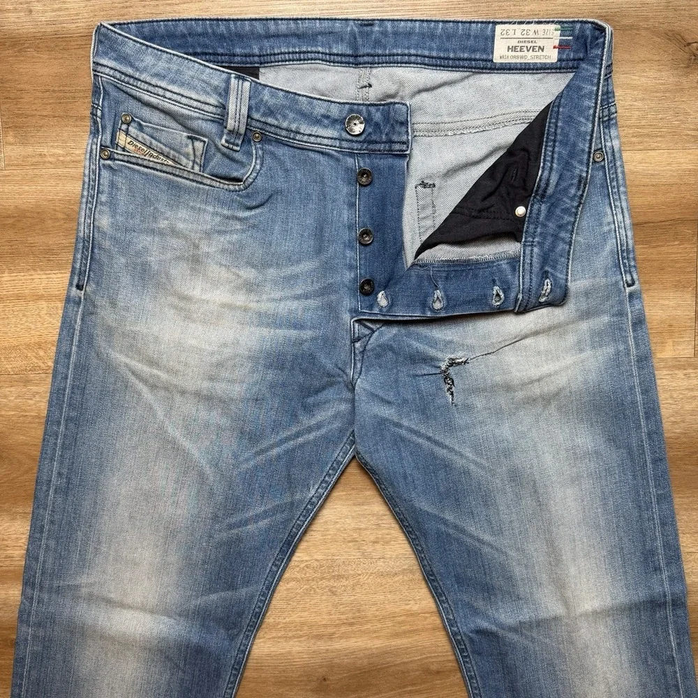 Diesel Heeven Jeans Men‎ 32x32 Blue Straight Leg Stretch Made in Italy Y2K 0R8WD